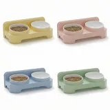 Double bowl raised cat feeding station