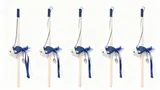 Blue Mouse Cat Teaser Wand Multi-Pack with Bell & Ribbon Tails