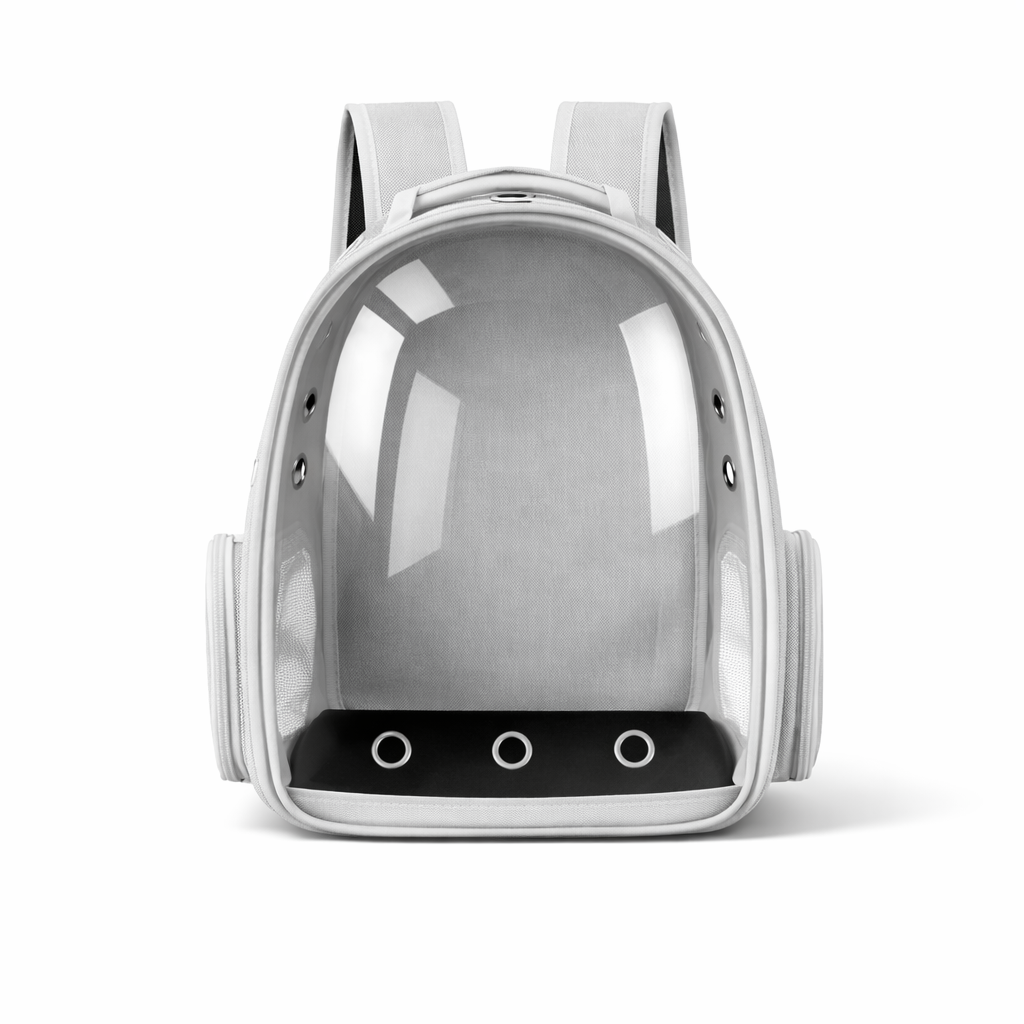 Breathable Pet Travel Grey Backpack – Clear Window – 25x42x22cm