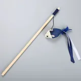 Blue Mouse Cat Teaser Wand Multi-Pack with Bell & Ribbon Tails